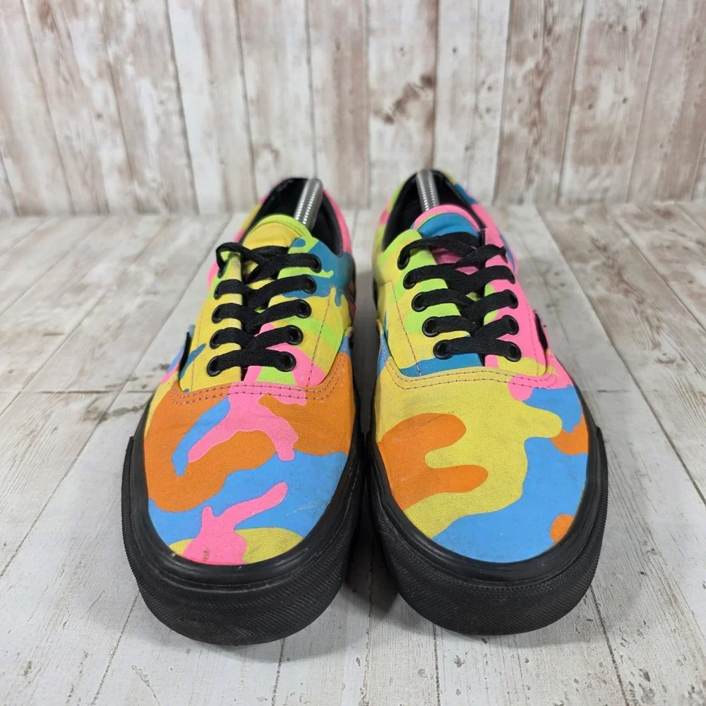 Vans Era Neon Camo Sneakers Multi Color‎ Black Low Shoes Womens 12 Mens 10.5